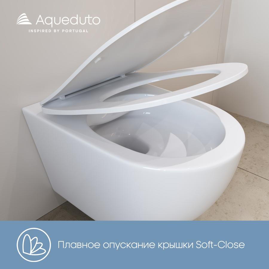 AQUEDUTO OVO Унитаз подвесной 525x360 безободковый с сиденьем c микролифтом изображение