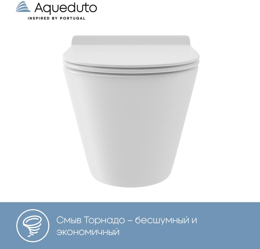 AQUEDUTO CONE Унитаз подвесной 480x360 безободковый Tornado сиденье с микролифтом заказать онлайн