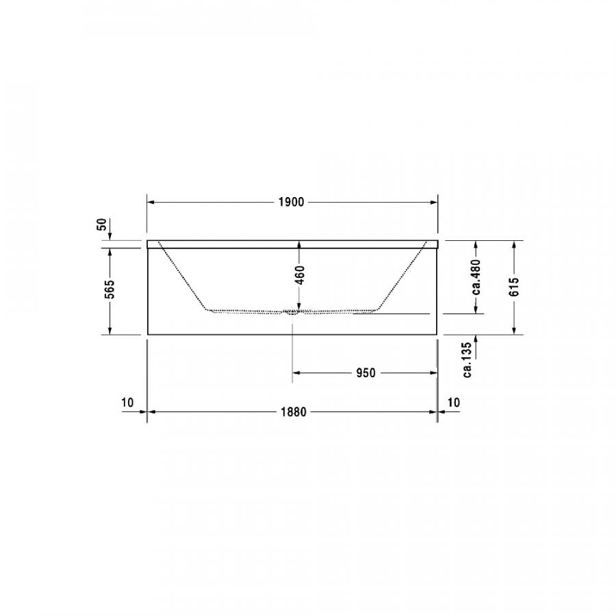 Купить Duravit Vero Ванна прямоугольная встраиваемая или с панелями с двумя наклонами для спины 1900 x 900 мм белый