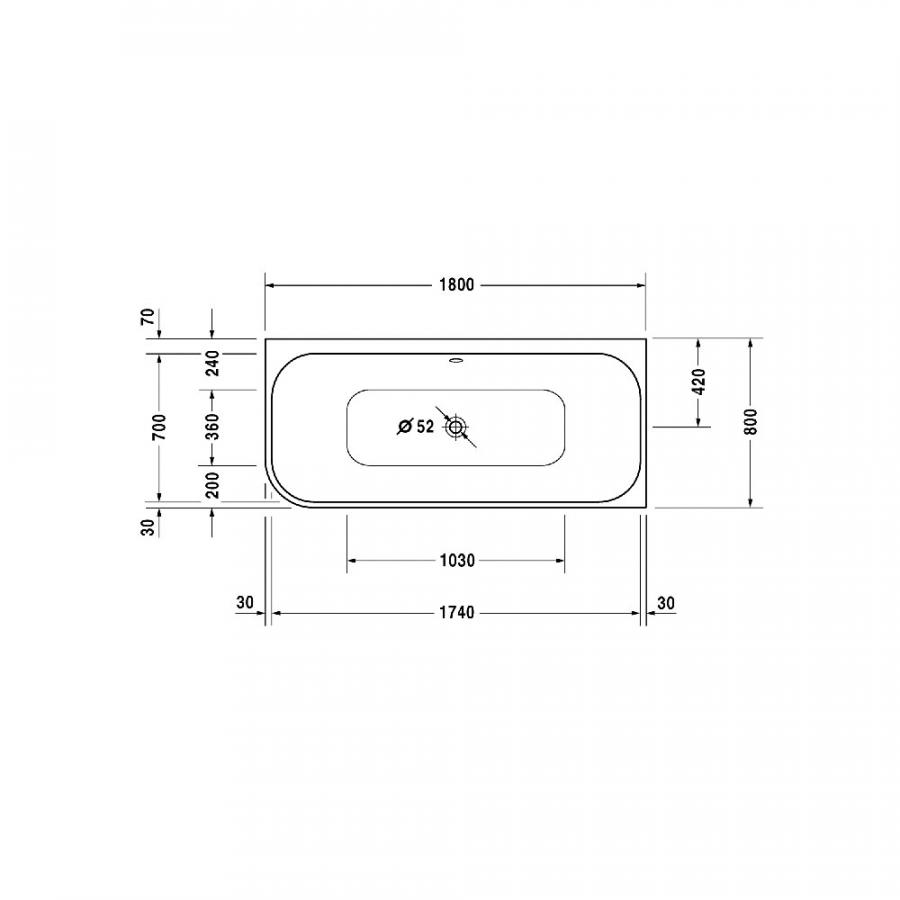 Duravit Happy D.2 Ванна 1800 x 800 мм белый белый 700317000000000 - Изображение 2