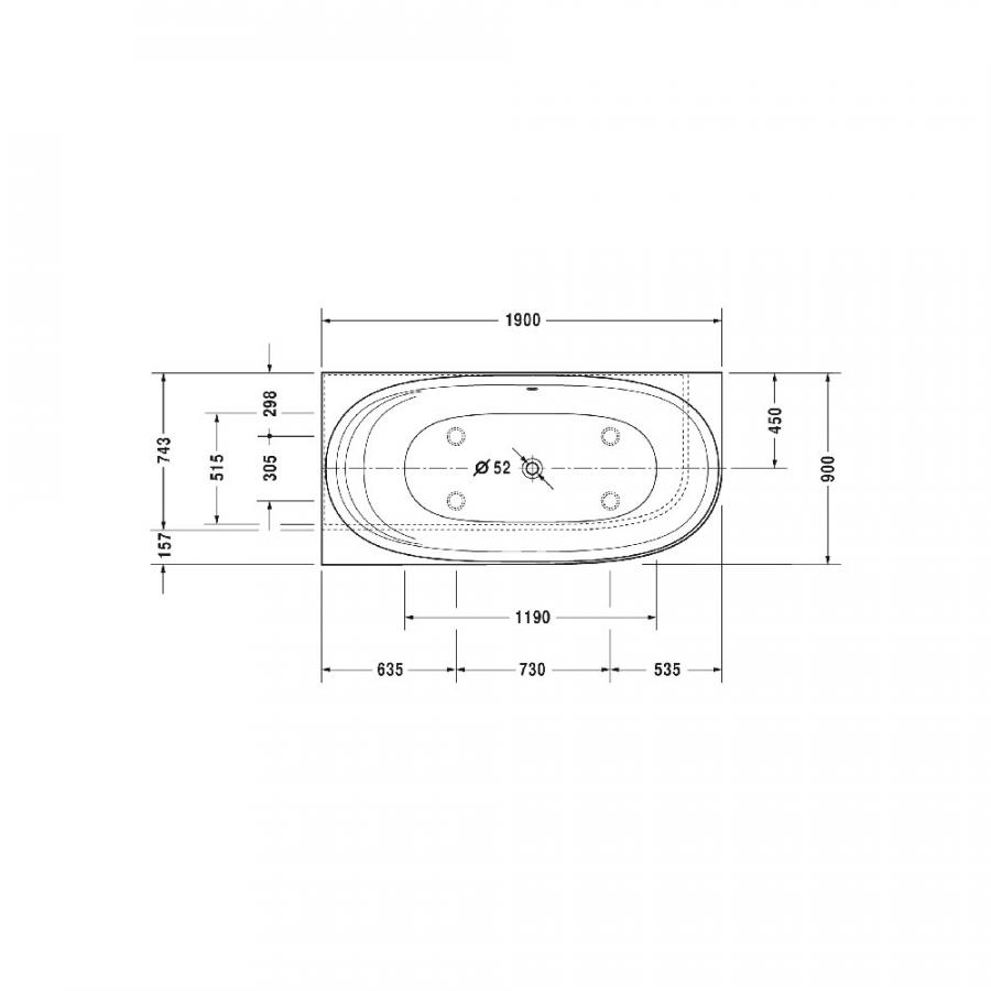 Duravit Cape Cod Ванна 1900 x 900 мм белый
