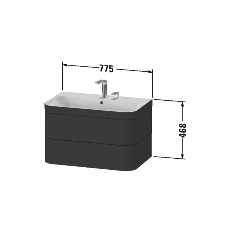 Duravit Happy D.2 Plus Умывальник мебельный с одним отверстием под смеситель с подвесной тумбочкой c-bonded в комплекте, 775 x 490 мм серый камень HP4637O9292 - Изображение 4