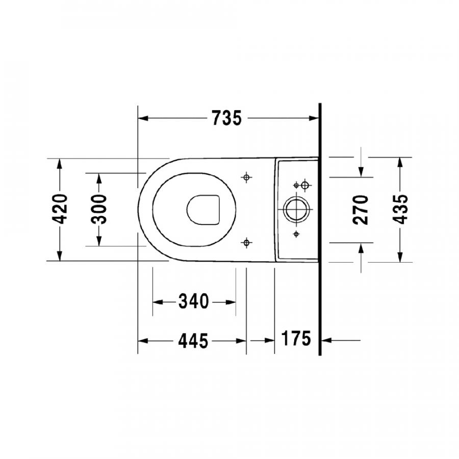 Duravit Starck 3 Напольный унитаз в комплекте Big Toilet, длина 74 см 2104090000 - Изображение 3
