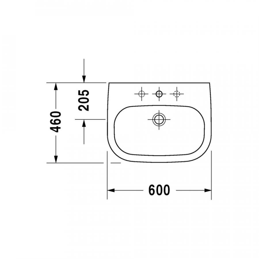 Duravit D-Code D-Code Умывальник, 600 x 460 мм белый 23106000002 - Изображение 2