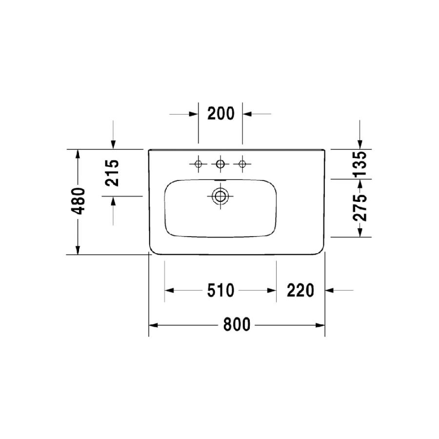 Duravit DuraStyle Умывальник для мебели асимметричный 800 x 480 мм белый белый 2325800030 - Изображение 2