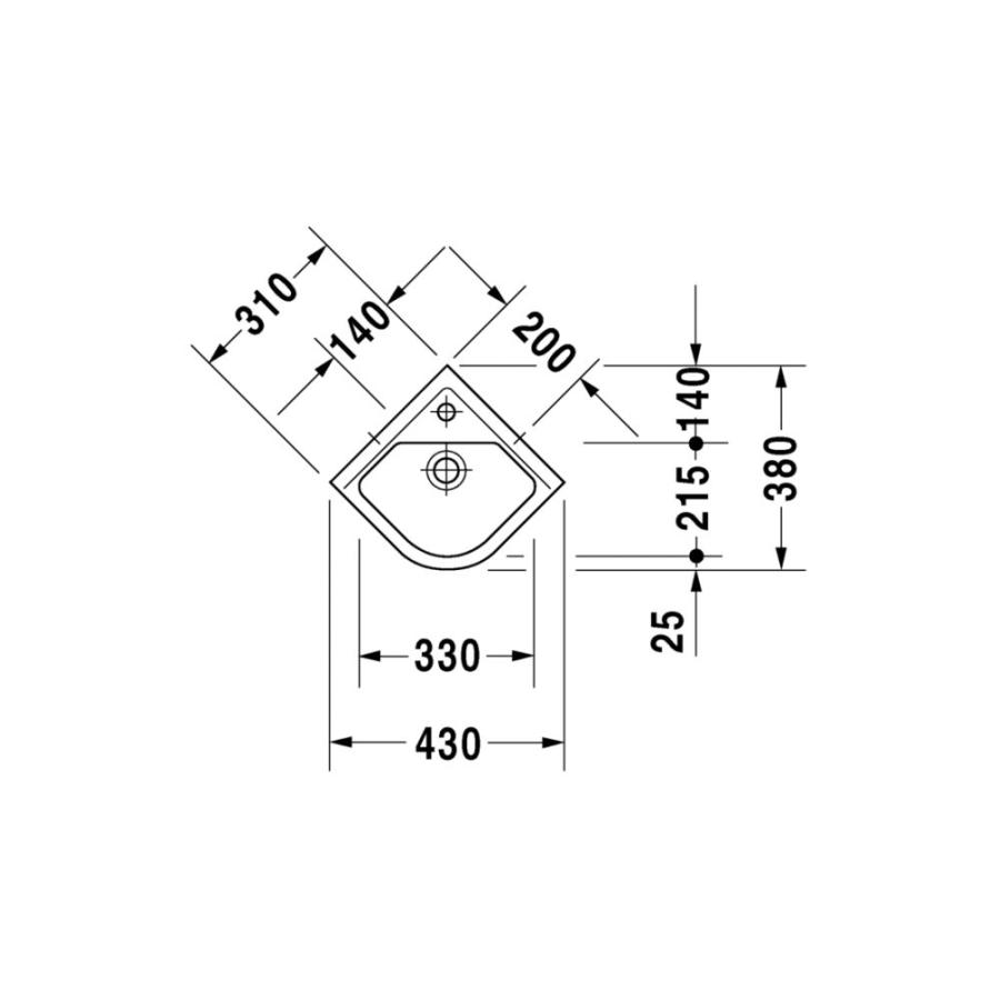 Duravit Starck 3 Угловой умывальник для рук, 430x380 мм белый 07524400001 - Изображение 3