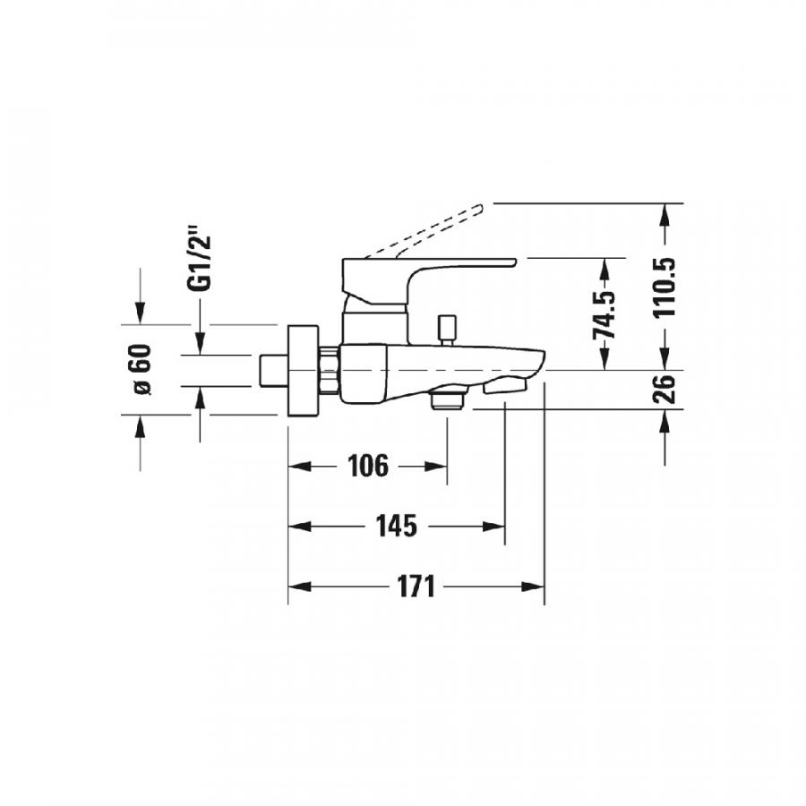 Duravit В.1 Однорычажный смеситель для ванны для стандартного монтажа Хром, B15230000010 - Изображение 2