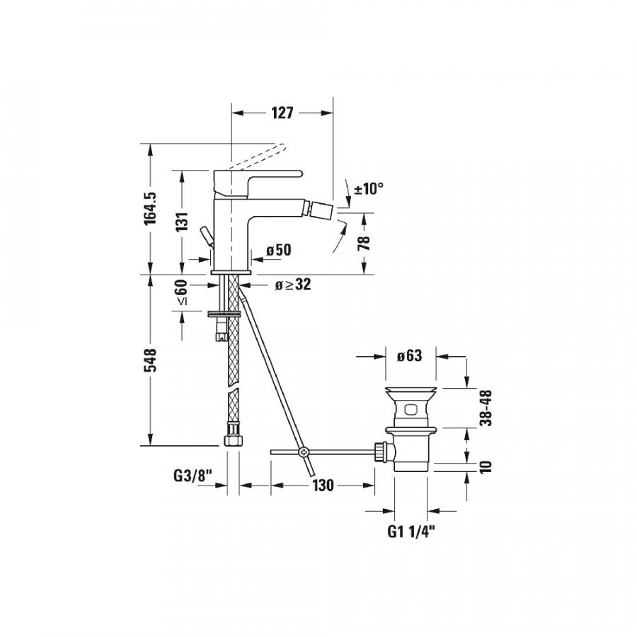 Duravit В.2 Однорычажный смеситель для биде хром B22400001010 - Изображение 2