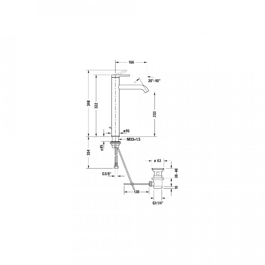 Duravit C.1 Однорычажный смеситель для раковины XL черный C11040001046 - Изображение 2