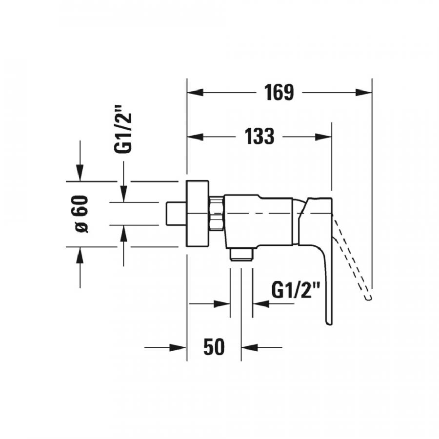 Duravit В.1 Однорычажный смеситель для душа для стандартного монтажа хром