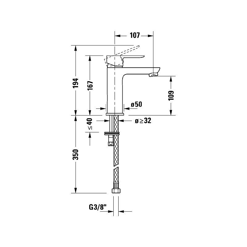 Duravit A.1 A.1 Однорычажный смеситель для раковины M хром A11020001010 - Изображение 3