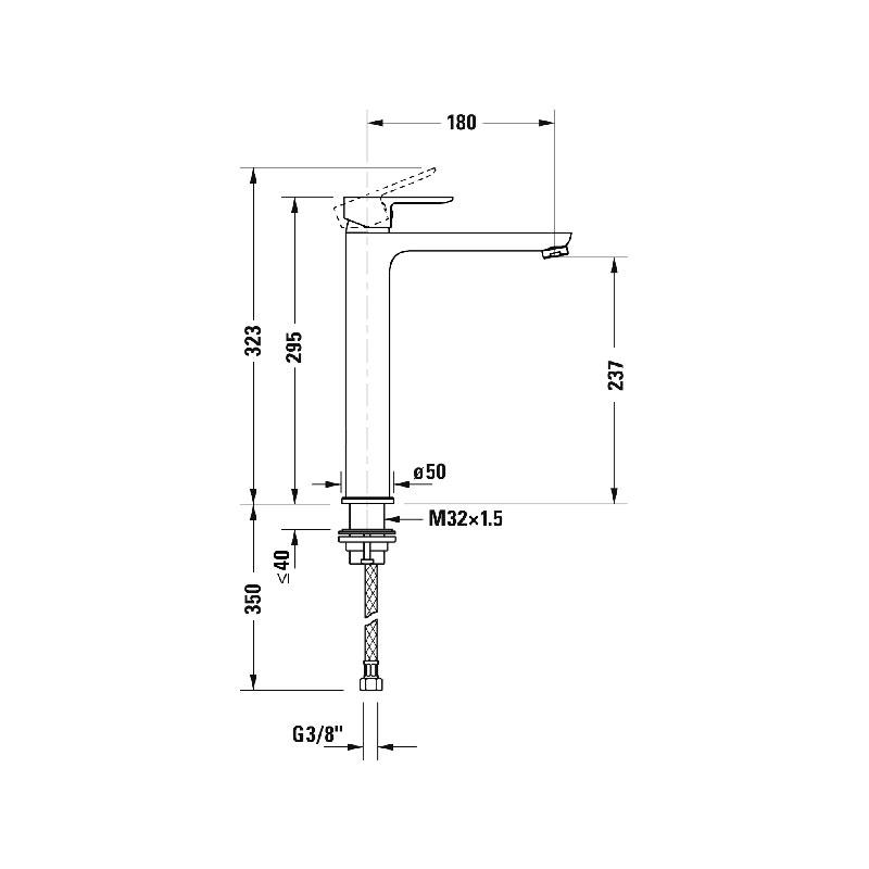 Duravit A.1 Однорычажный смеситель для раковины XL хром A11040001010 - Изображение 3