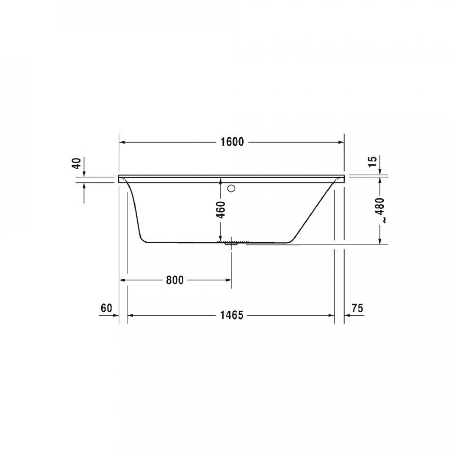Duravit P3 Comforts Ванна прямоугольная, встраиваемая или с панелями, с наклоном для спины справа белый 700372000000000 - Изображение 3