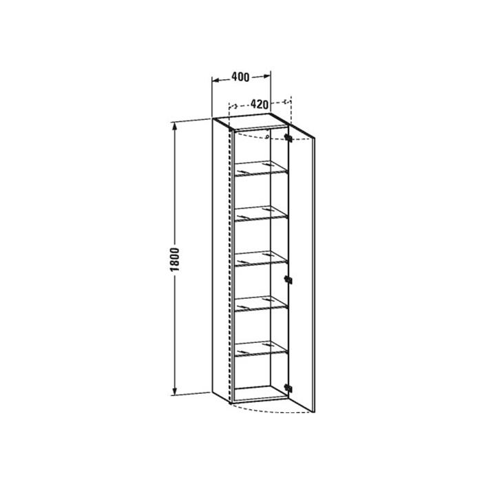 Duravit DuraStyle Высокий шкаф правосторонний 400 x 360 мм серый бетон DS1229R0707 - Изображение 2