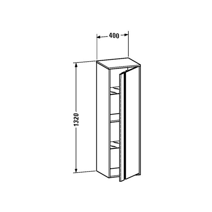 Duravit Ketho Высокий шкаф правосторонний 400 x 360 мм серый бетон