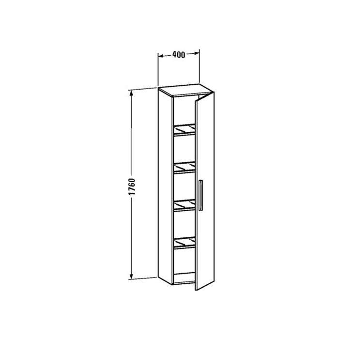Duravit Vero Высокий шкаф  правосторонний 400 x 360 мм серый