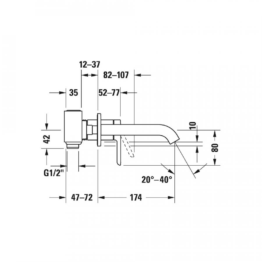 Duravit C.1 Однорычажный смеситель для раковины для скрытого монтажа Чёрный, C11070003046 - Изображение 4