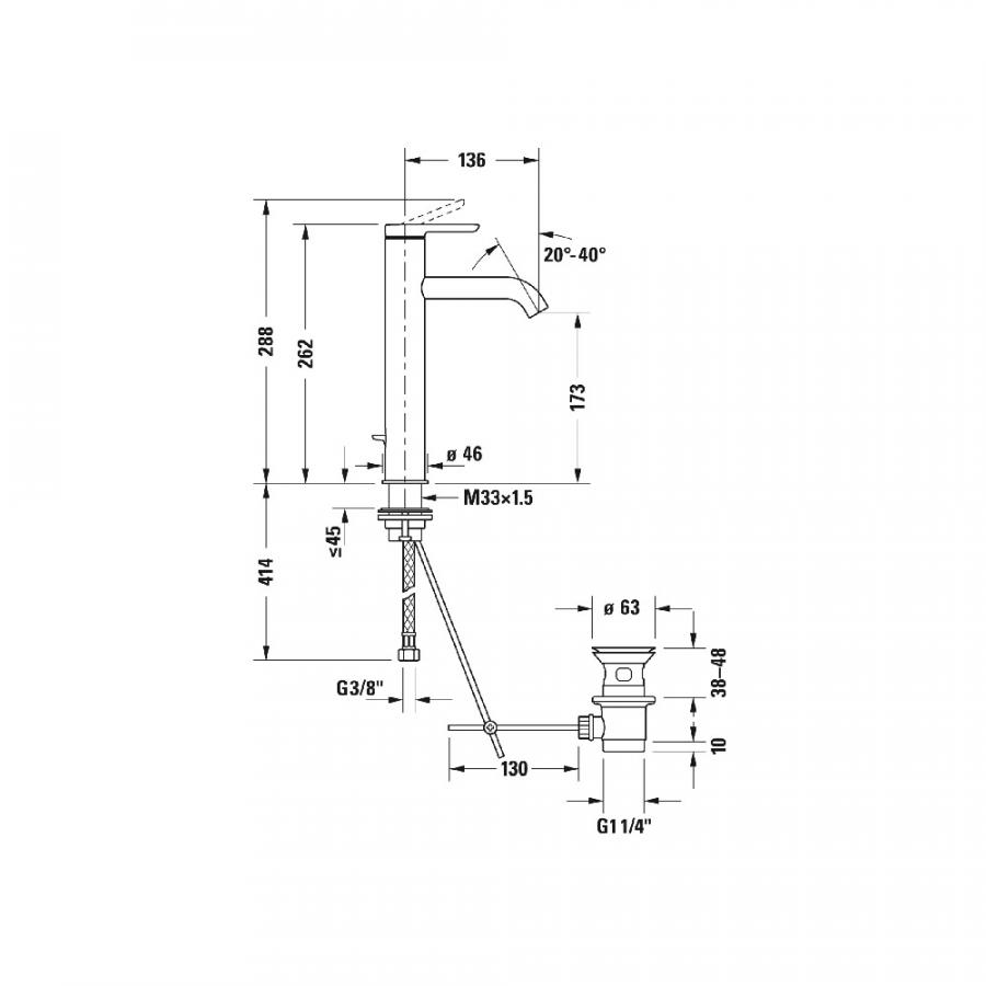 Duravit С.1 Однорычажный смеситель для раковины L C11030001010 - Изображение 2
