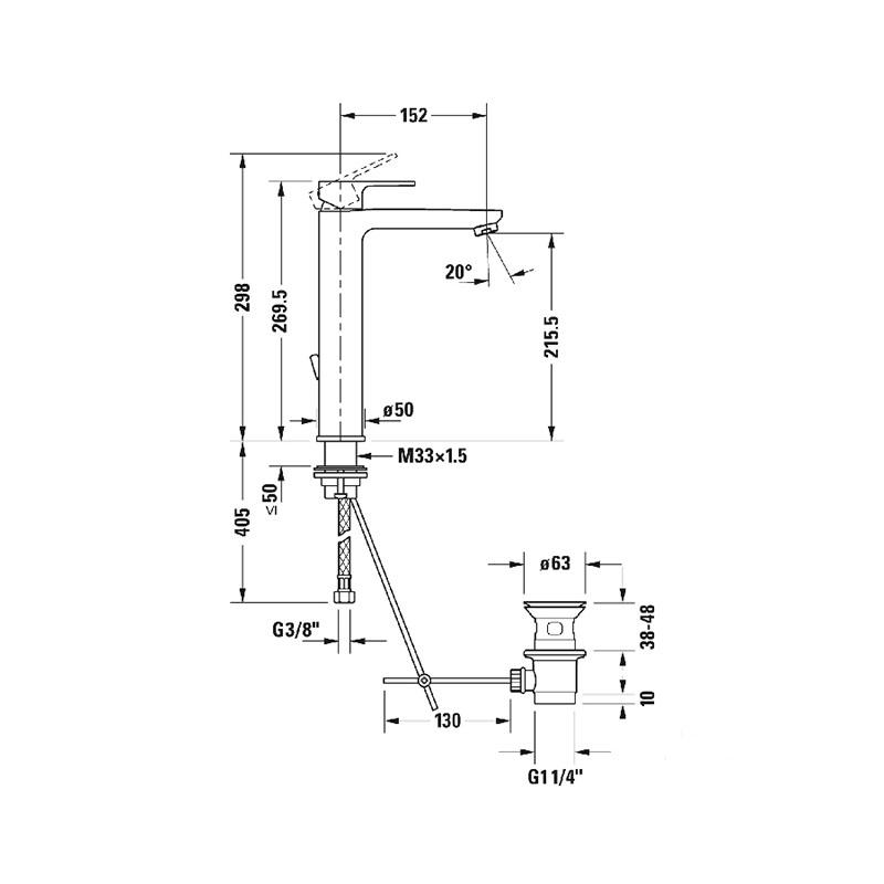 Duravit B.3 Однорычажный смеситель для раковины L Хром, B31030001010 - Изображение 2