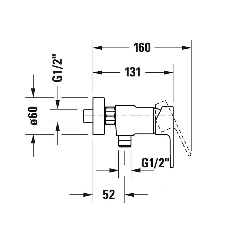 Duravit B.3 Однорычажный смеситель для душа для стандартного монтажа хром B34230000010 - Изображение 2