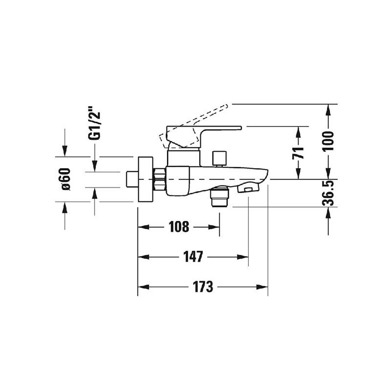 Duravit B.3 Однорычажный смеситель для ванны для стандартного монтажа хром