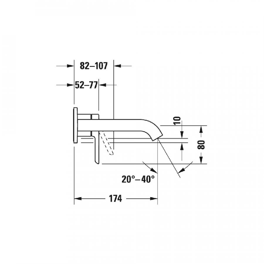 Duravit C.1 Однорычажный смеситель для раковины для скрытого монтажа хром C11070003010 - Изображение 2