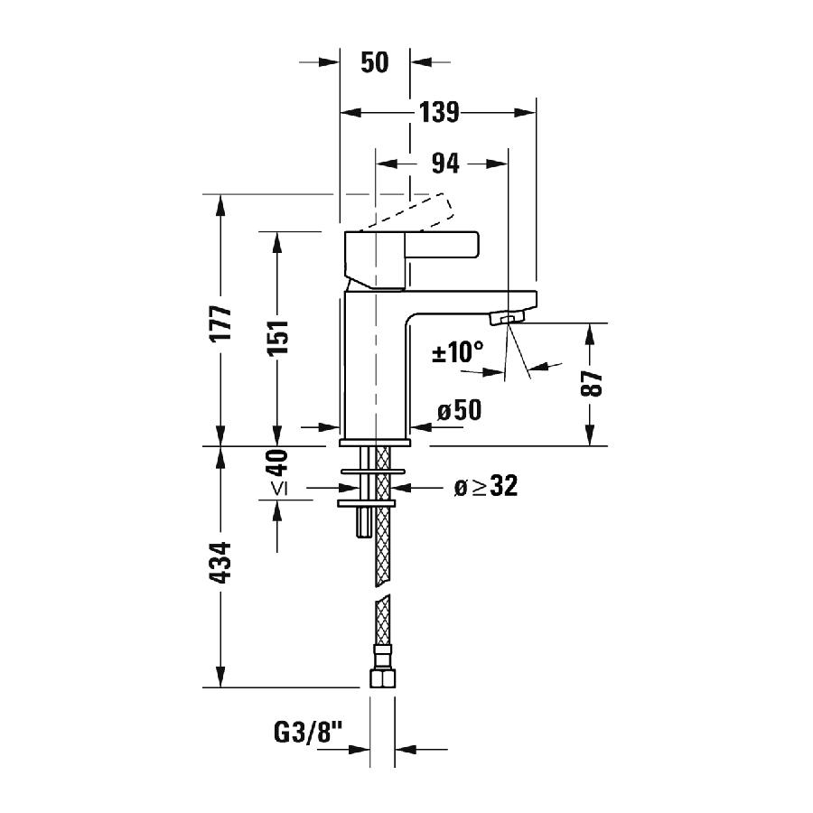 Duravit D-Neo Однорычажный смеситель для раковины S хром хром DE1010002010 - Изображение 2