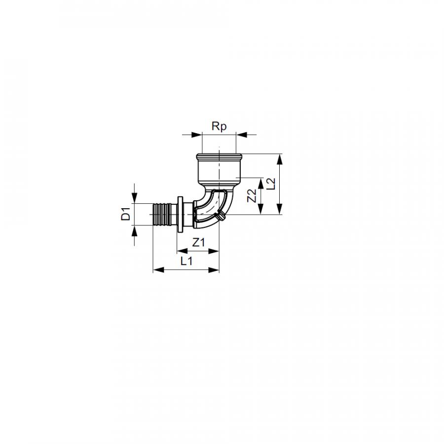 TECE  Уголок соединительный с муфтой, латунь 16 × Rp 1/2“  708016  - Изображение 3
