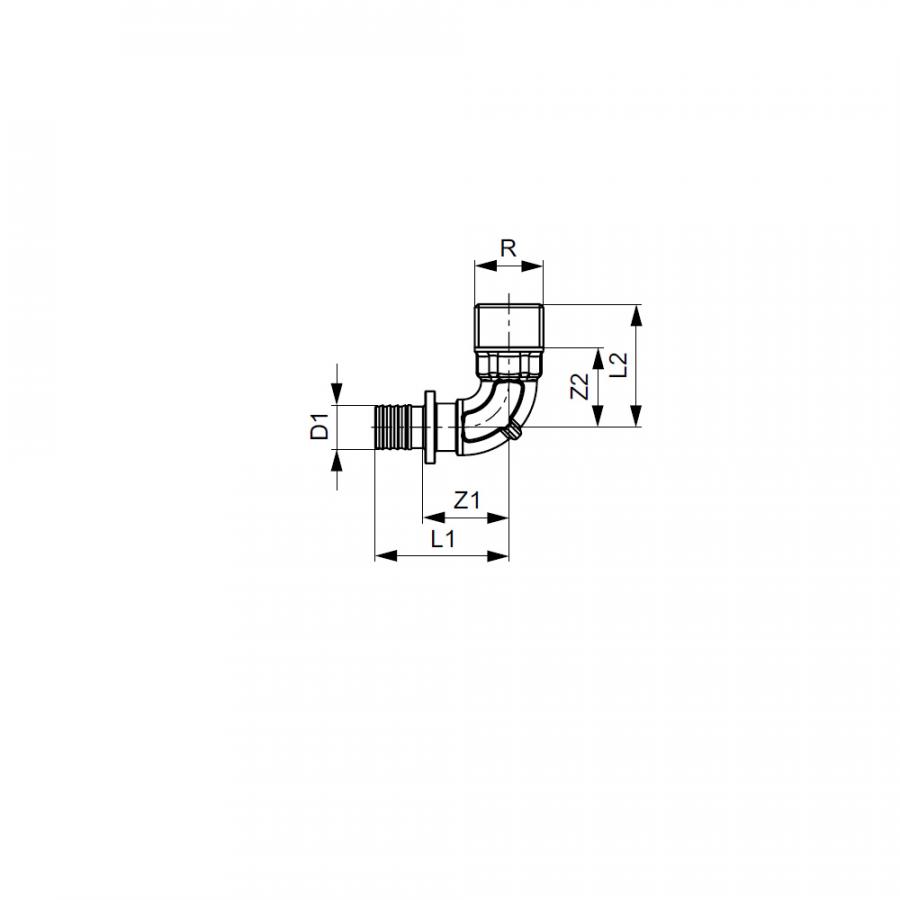 TECE  Уголок соединительный с ниппелем, латунь 16 × R 1/2'  707516  - Изображение 3