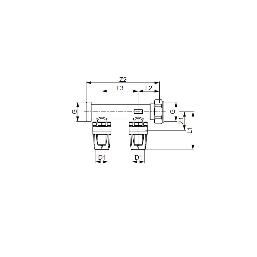 TECE Коллектор с накидной гайкой, латунь
