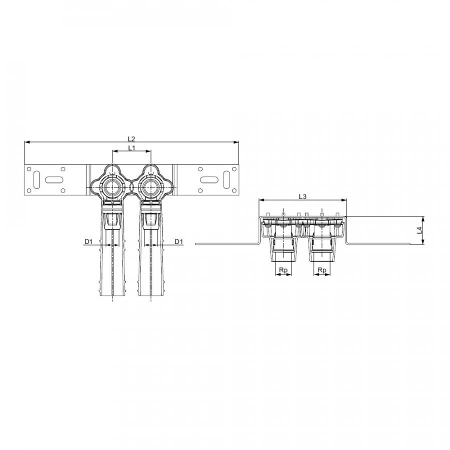 TECE  Монтажный комплект с настенными уголками для подключения радиатора 16 × Rp 1/2'  8740407  - Изображение 3