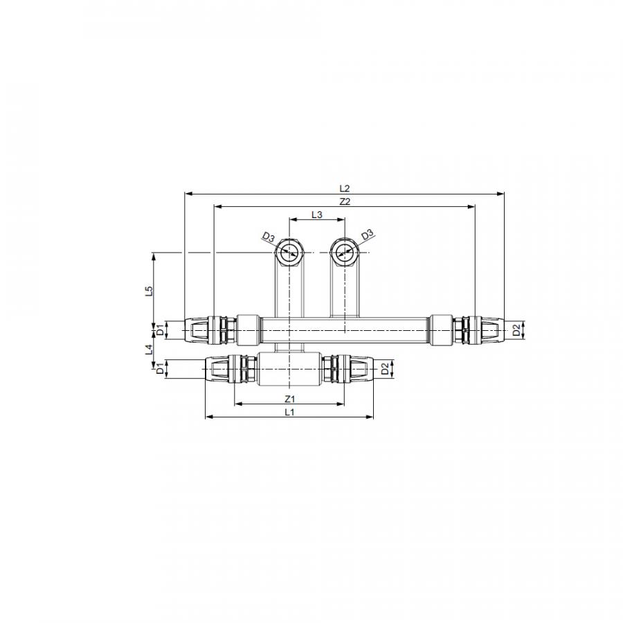 TECE  SLHK-Двойной тройник для подключения радиаторов 16 × 15 Cu × 16  8740421  - Изображение 2