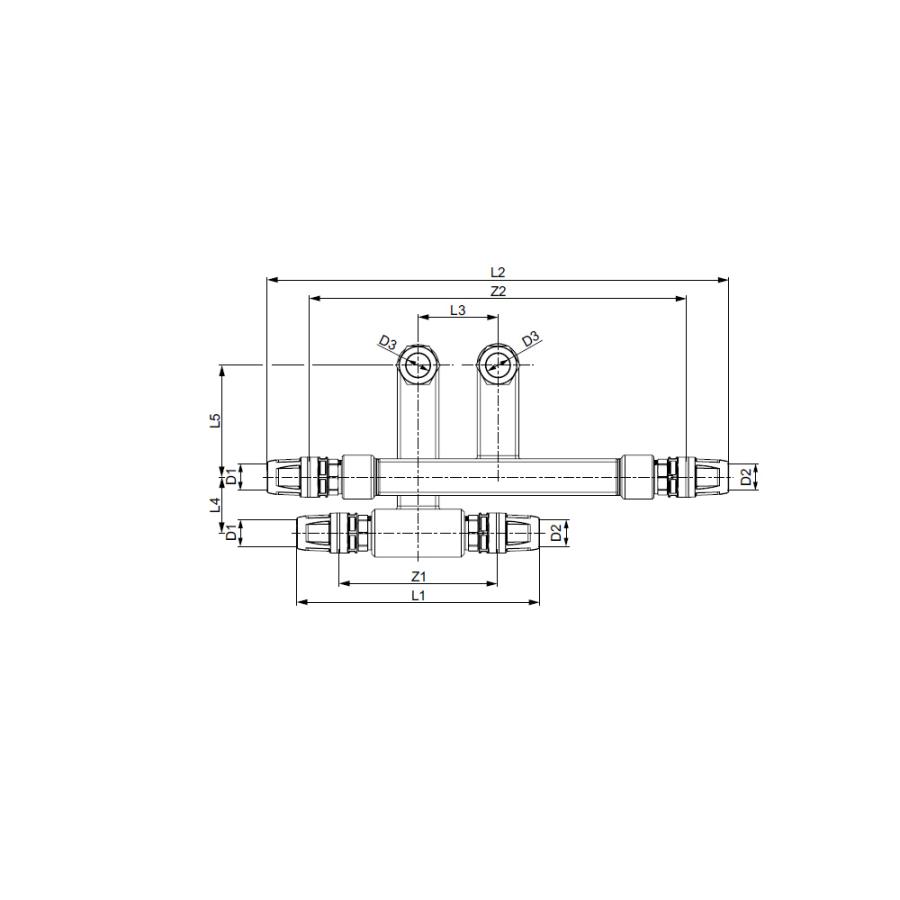 TECE  SLHK-Двойной тройник для подключения радиаторов 20 × 15 Cu × 20  8740422  - Изображение 2