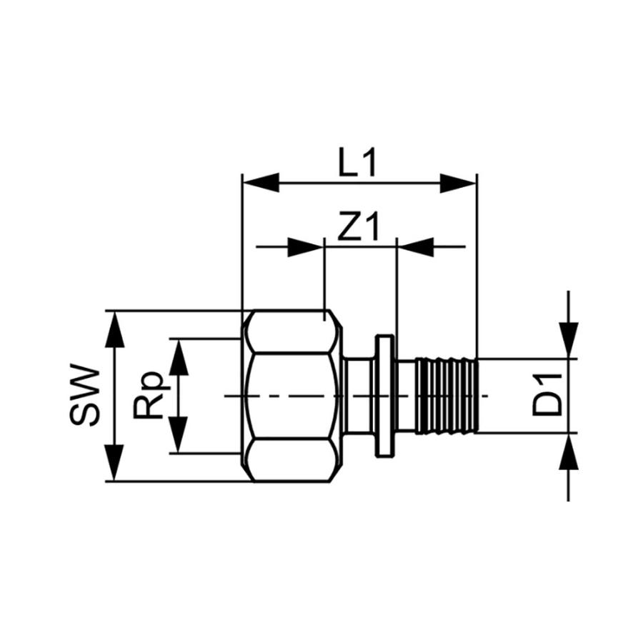 TECE  Соединение прямое с внутренней резьбой, Бронза 20 × Rp 1/2',  705103  - Изображение 3