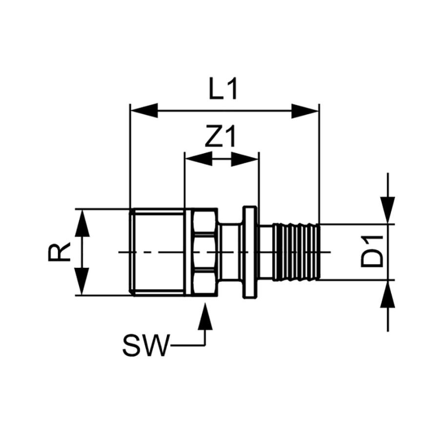 TECE  Соединение прямое с ниппелем, бронза 16 × R 3/4'  705602  - Изображение 3