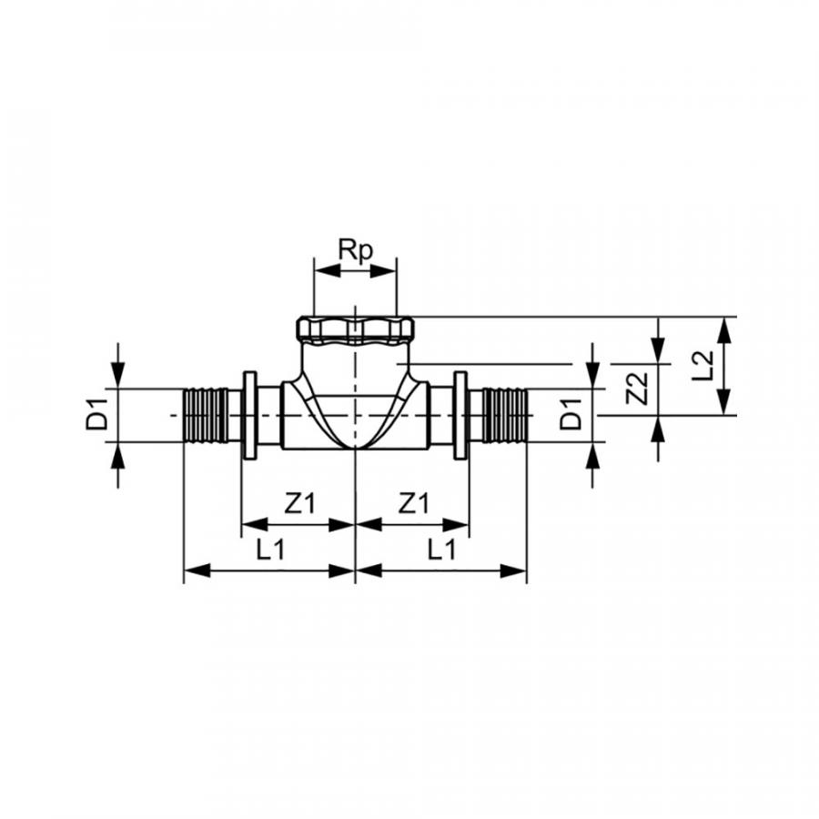 TECE  Тройник 90° с внутренней резьбой, бронза 16 × Rp 1/2' × 16  709801  - Изображение 3