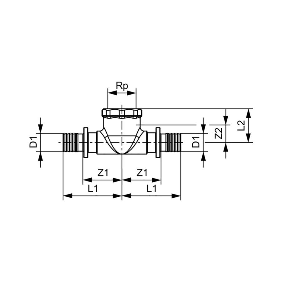 TECE  Тройник 90° с внутренней резьбой, бронза 20 × Rp 1/2' × 20  709802  - Изображение 3