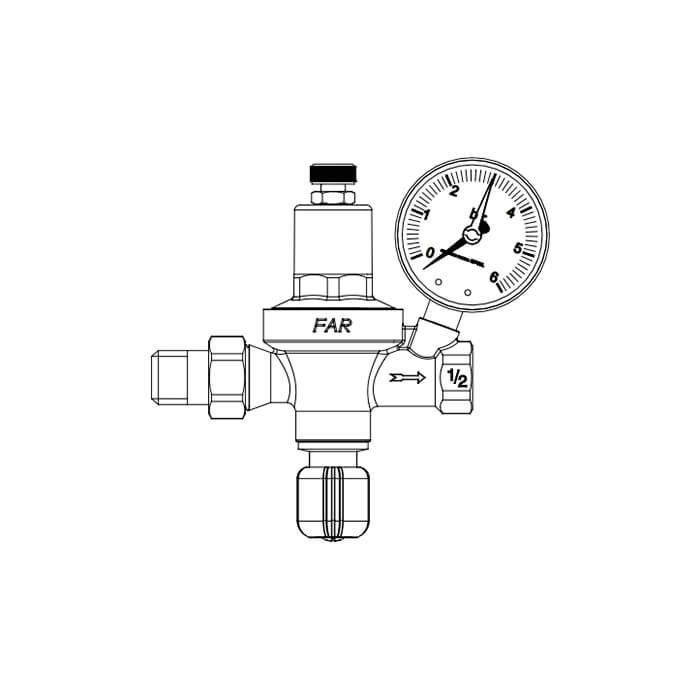 FAR  Редуктор подпитки, хромированный с манометром 1/2'  FA 2110 12  - Изображение 3
