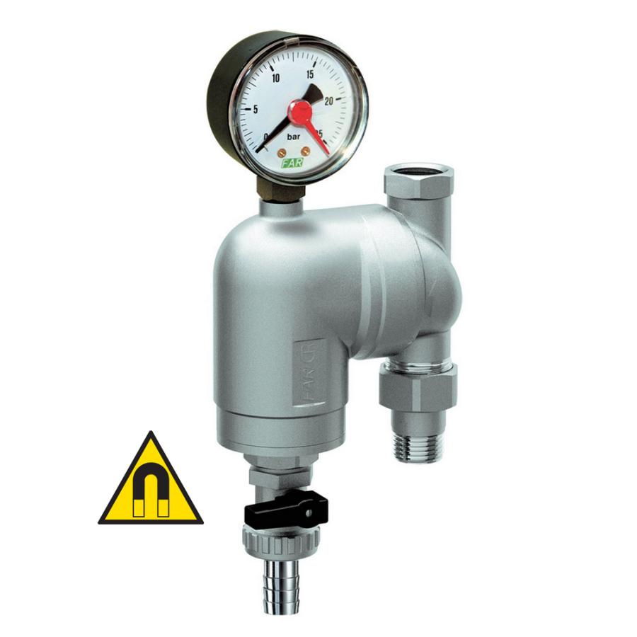 FAR Фильтр с поворотным соединением с манометром с магнитными вставками, хромированный НР-ВР FA 39M6 12