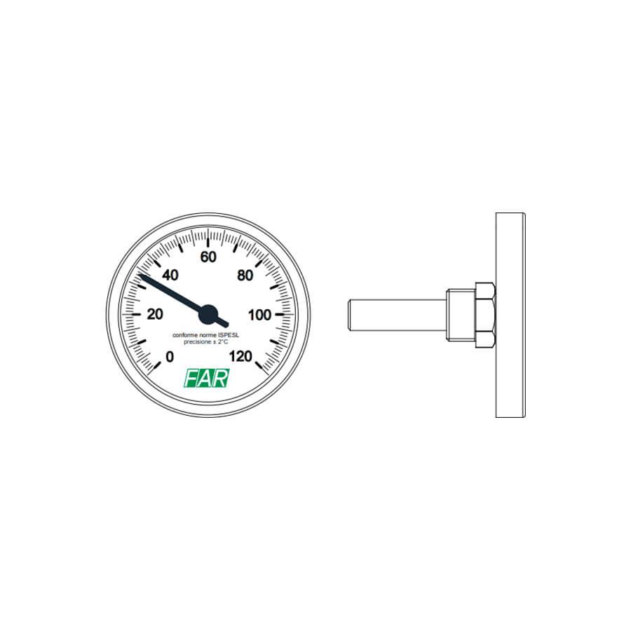 FAR  Термометр Ø80 мм 1/2” шкала 0-120°C  FA 2600  - Изображение 3