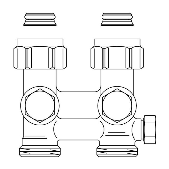 Oventrop Вентиль Мultiflex F ZBU прямой G 3/4 НГ x G 3/4 НР с преднастройкой
