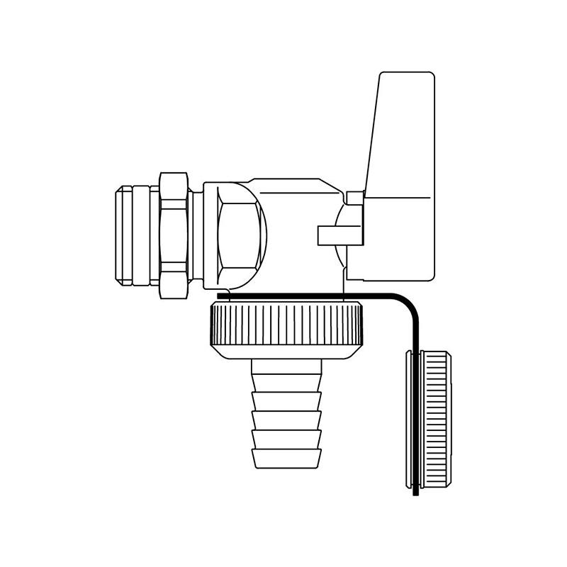 Oventrop Шаровой кран Optiflex KFE угловой DN 15 с колпачком и штуцером никилерованая латунь подходит для гелиосистем