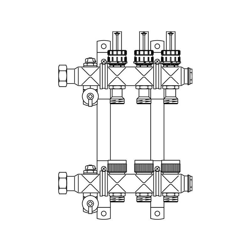 Oventrop  Распределительная гребенка Multidis SF, 10 х G 3/4 с ротаметрами 10 контуров  1404360  - Изображение 7