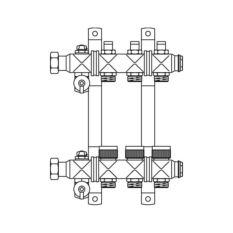 Oventrop  Распределительная гребенка Multidis SF, 3 х G 3/4 с вентильными вставками 3 контура  1404553  - Изображение 4