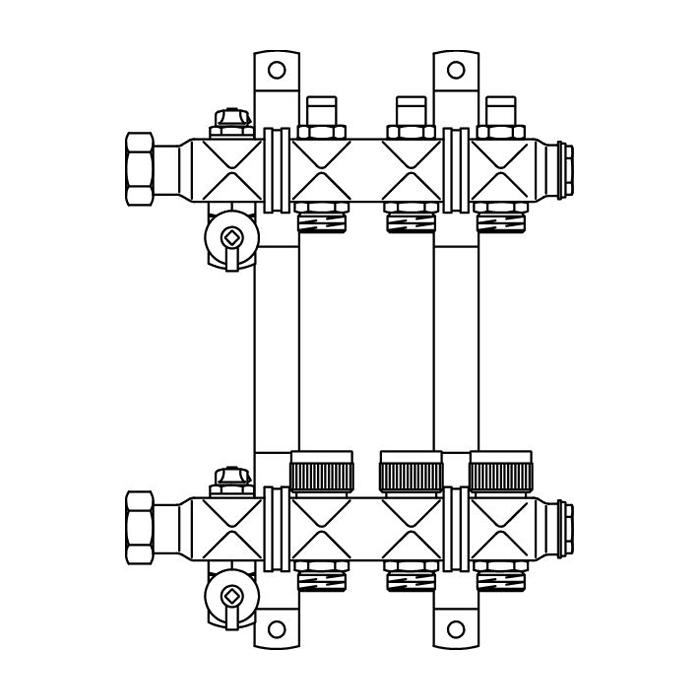 Oventrop Распределительная гребенка Multidis SF 3 х G 3/4 с вентильными вставками в интернет-магазине
