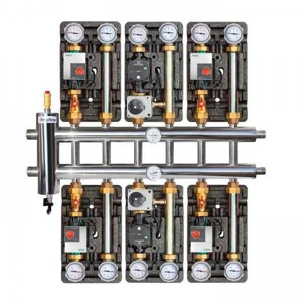 ПроксиТерм  Распределительный коллектор с гидрострелкой 120 кВт 7 контуров  GSK 40-7  - Изображение 4
