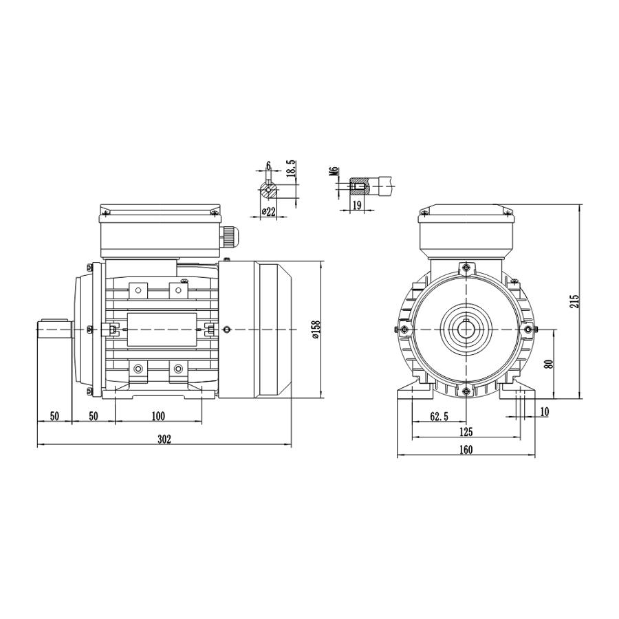 UNIPUMP Электродвигатель АИРЕ 80B4 IM1081 1,1 кВт/1500 об/мин