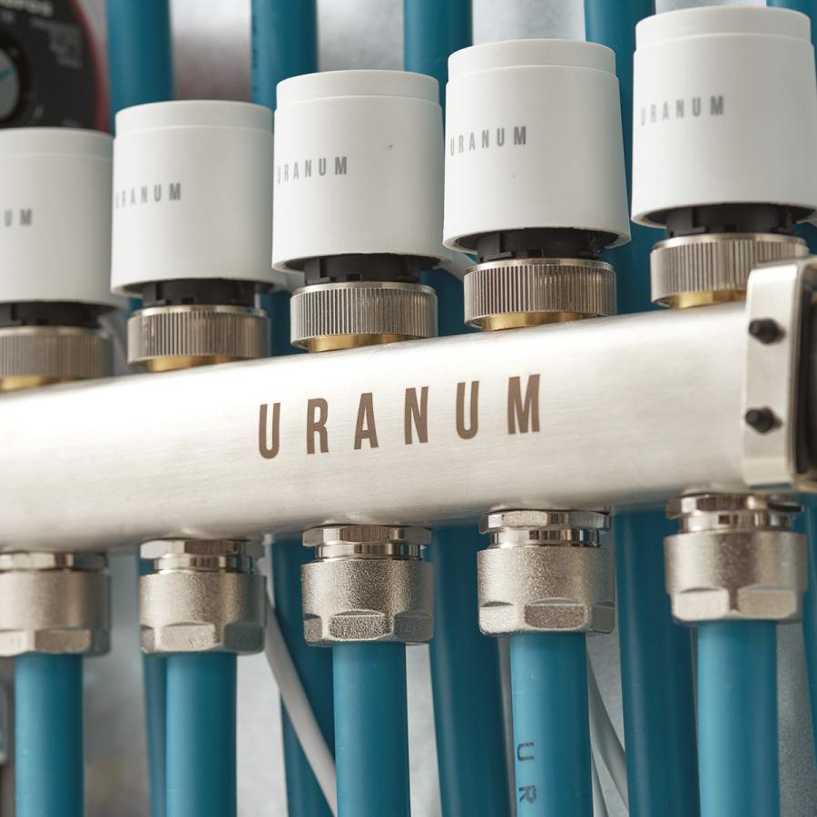 Uranum Коллектор для системы высокотемпературного отопления из нержавеющей стали с клапанами для термоэлектрических приводов