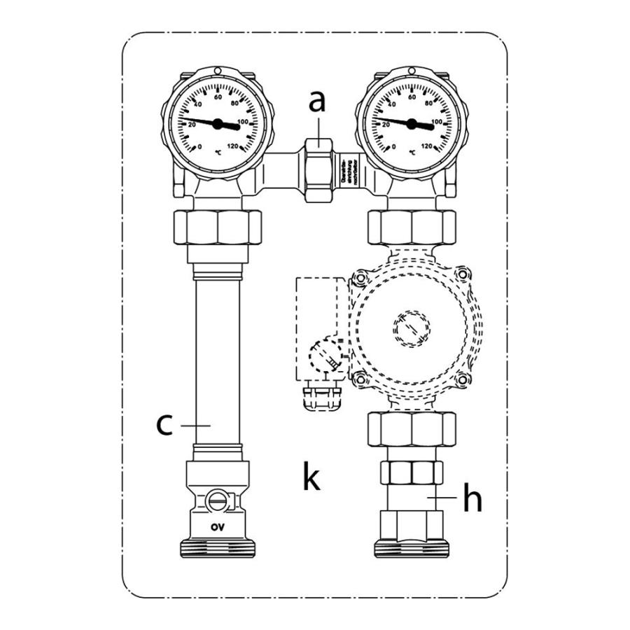 Oventrop Система обвязки котла Regumat S-130 DN 25 без ШК без насоса с байпасом