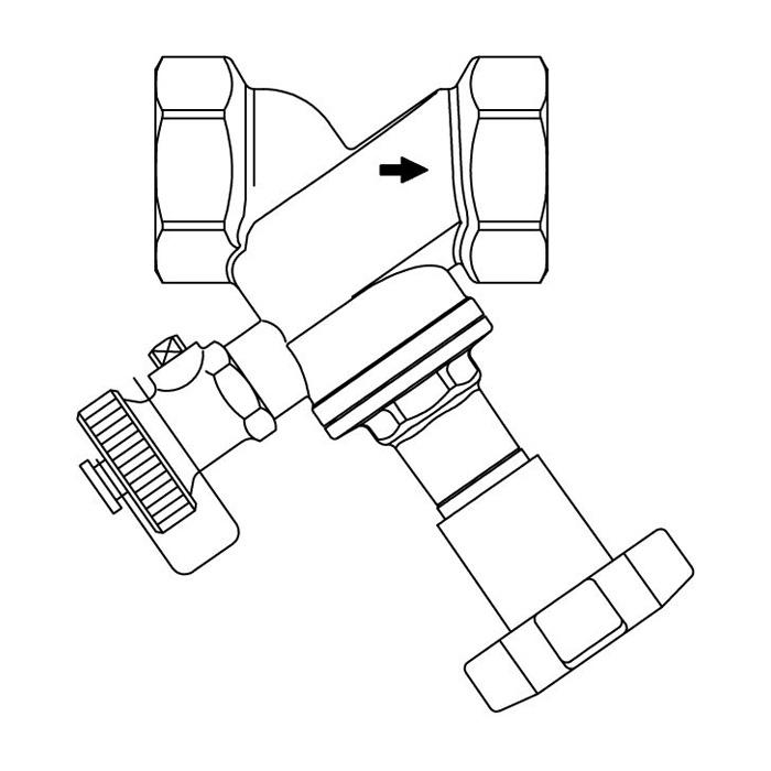 Oventrop Вентиль с косой посадкой шпинделя DN 20 ВР-ВР kvs 9.50 с штуцером для слива